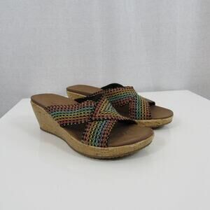 Skechers Luxe 8 Foam Rainbow Cali Beverlee Delighted Wedge Slide Bohemian Boho